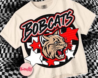 Retro  - Bobcats PNG - School Spirit - Red Black