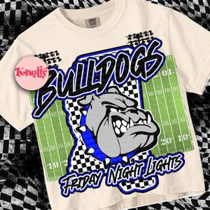 Retro Friday Night Lights -  Mascot-Bulldogs Football PNG - School Spirit - Royal Blue Black-Mississippi