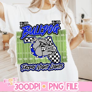 Retro -  Mascot-Bulldogs Football PNG - School Spirit - Royal Blue Black Florida Football