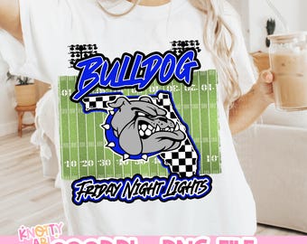 Retro -  Mascot-Bulldogs Football PNG - School Spirit - Royal Blue Black Florida Football