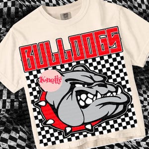 Retro Grunge -  Mascot-BULLDOGS PNG - School Spirit - Red black