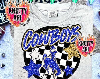 Cute Preppy Glitter- PNG File - COWBOYS - Mascots - Blue