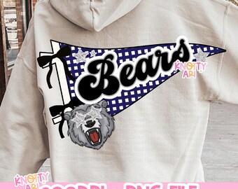 Cute Coquette Bears Team Pennant Design - Bears PNG- School Spirit - Navy