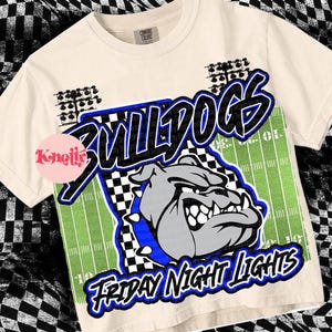 Retro Friday Night Lights -  Mascot-Bulldogs Football PNG - School Spirit - Royal Blue Black Georgia
