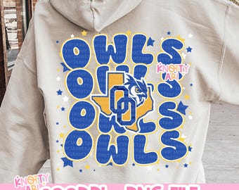 Cute Stars OWLS Repeated Mascot- OWLS PNG - School Spirit