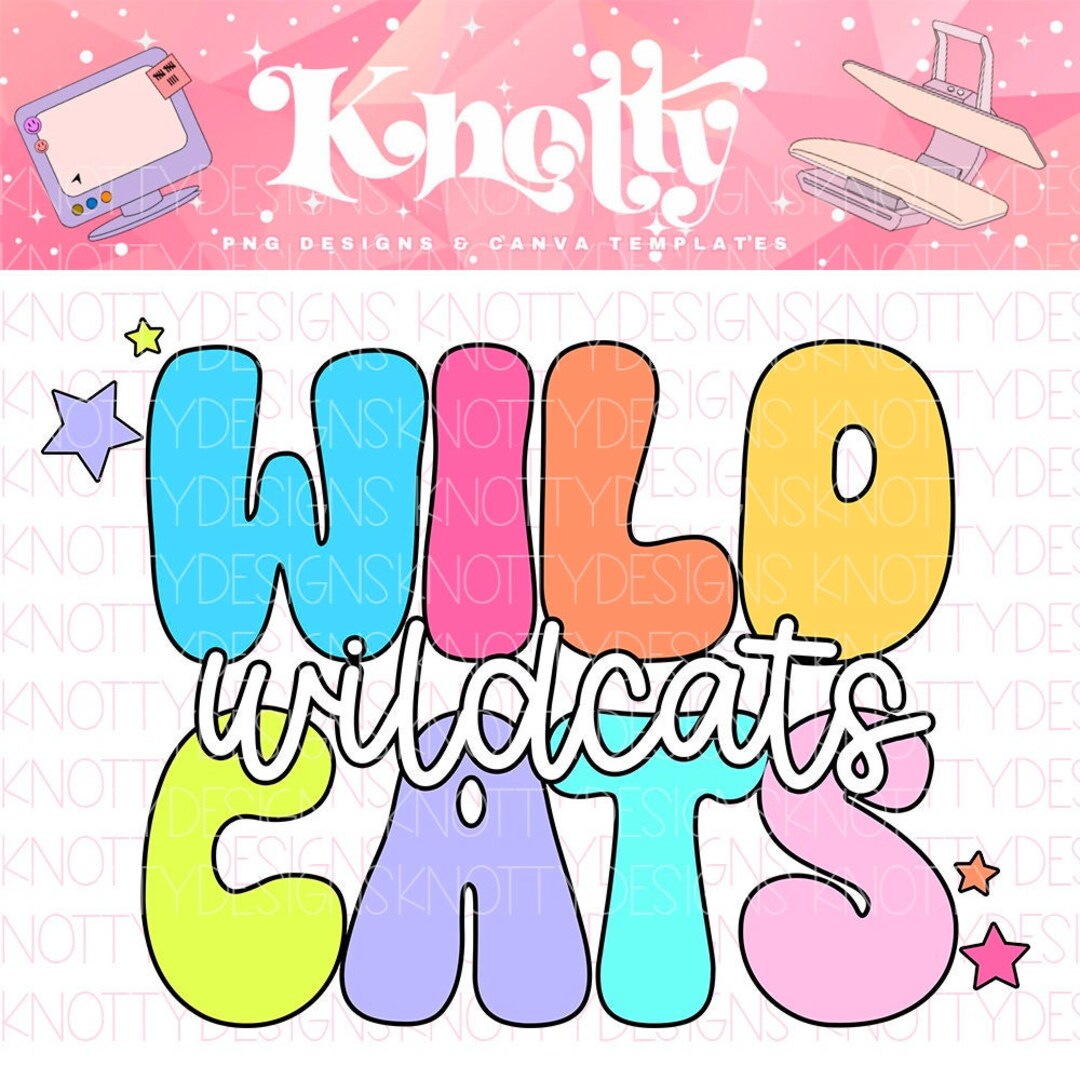 Retro Pop Colorful Mascot-wildcats PNG - Etsy
