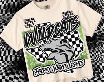 Retro Pop Friday Night Lights Mascot-WILDCAT PNG - School Spirit-Black Grey