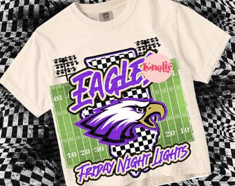 Retro Grunge -  Mascot-EAGLES PNG - School Spirit - Purple Gold