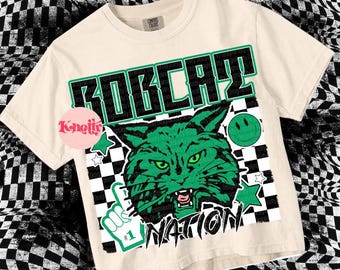 Retro Grunge - BOBCAT NATION PNG - School Spirit Green