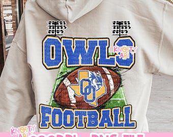 Cute Retro Distressed Owls Football PNG - Blue Yellow- School Spirit - Football mama - Football ready to print - DTF - DTG - Football design