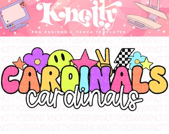 Retro Pop Colorful Preppy Mascot-Cardinals PNG - School Spirit