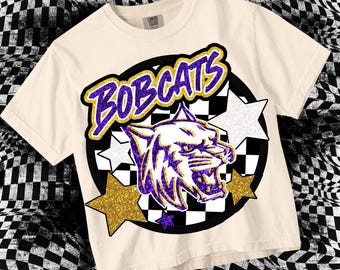 Retro Pop Glitter - Bobcats PNG - School Spirit