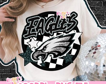 Retro Pop Glitter EAGLES  Mascot-Eagles PNG Black Green