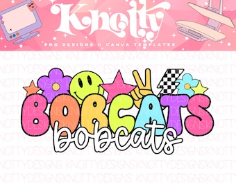 Retro Pop Colorful Mascot Cute Stickers - Bobcats PNG - School Spirit