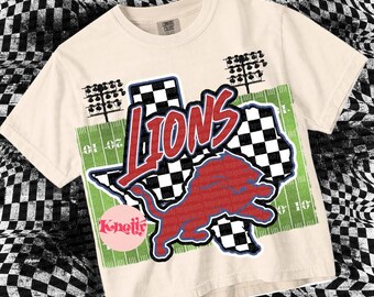 Retro Pop Friday Night Lights Mascot- LIONS - Mascots-Red Blue White