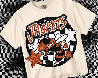 Cute Preppy Glitter- PNG File - JACKETS - Mascots - Orange