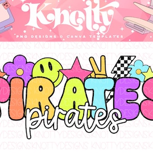 Retro Pop Colorful Mascot Sticker Preppy-PIRATES PNG