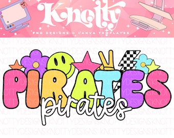 Retro Pop Colorful Mascot Sticker Preppy-PIRATES PNG