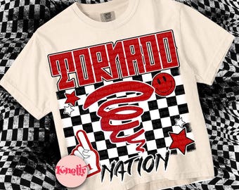 Retro Grunge -  Mascot-Tornado NATION PNG - School Spirit - Red
