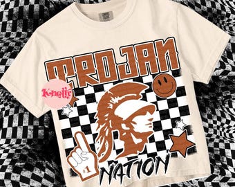 Retro -  Mascot- Trojan Nation PNG - School Spirit Burnt Orange