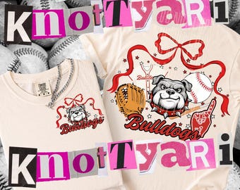 Bulldogs Baseball  | Blue Glitter School Spirit Design | Bulldog Mascot Sports PNG | Baseball Sublimation Graphic