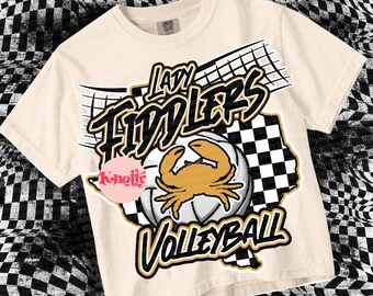 Retro Pop Volleyball Mascot- LADY FIDDLERS - Mascots-Gold and White