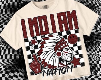Retro Grunge -  Mascot-INDIAN NATION PNG - School Spirit - Maroon