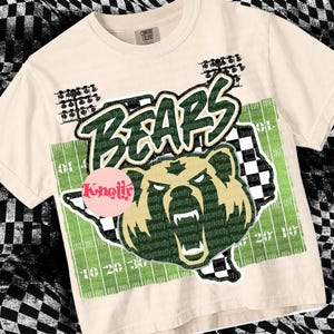 Retro Grunge -  Mascot-Bears PNG - School Spirit - Green Gold Football