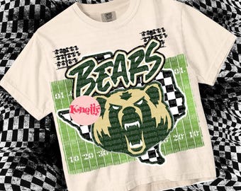 Retro Grunge -  Mascot-Bears PNG - School Spirit - Green Gold Football