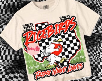 Retro Friday Night Lights- Mascot-RICEBIRDS PNG - School Spirit