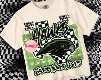Retro Grunge -  Mascot-HAWKS PNG - School Spirit - Green Black