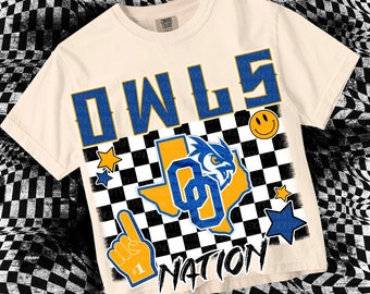 Retro Grunge Mascot- OWLS NATION PNG - School Spirit