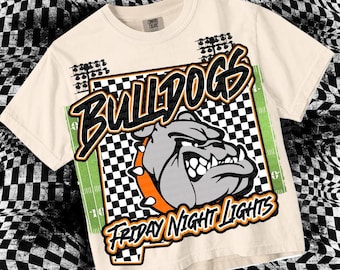 Retro Friday Night Lights -  Mascot-Bulldogs Football PNG - School Spirit - Orange-New Mexico