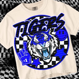 Retro Mascot -TIGERS PNG - School Spirit - Blue