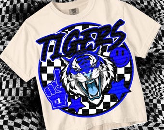 Retro Mascot -TIGERS PNG - School Spirit - Blue