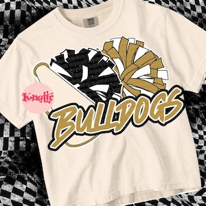 Cute Preppy -  Mascot-BULLDOGS CHEER PNG - School Spirit - Black Gold
