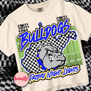 Retro Friday Night Lights -  Mascot-Bulldogs Football PNG - School Spirit - Royal Blue Gold West Virginia