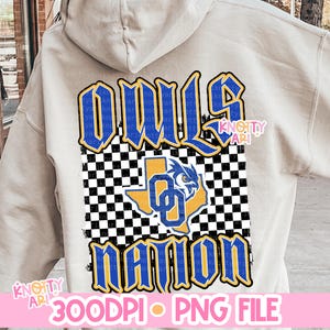 Retro Grunge Mascot- OWLS NATION PNG - School Spirit