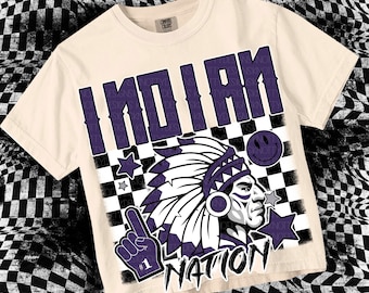 Retro Grunge -  Mascot-INDIAN NATION PNG - School Spirit - Purple