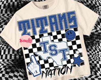Retro Pop Mascot-Titan Nation PNG - School Spirit - Blue White