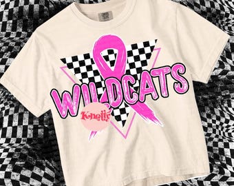 Retro Pop Pink Preppy Sticker Mascot-WILDCATS PNG - School Spirit - Pink Out