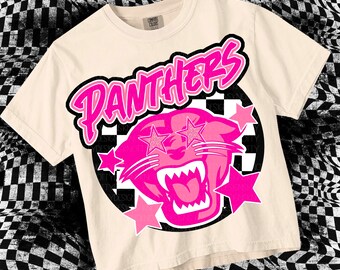 Retro Pink Preppy Mascot-PANTHERS- PNG School Spirit