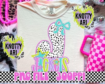Retro NEON Dalmation Preppy Colorful Sticker Mascot-Jackets- PNG - School Spirit