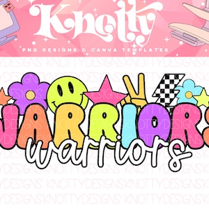 Retro Pop Preppy Colorful Mascot-Warriors PNG - School Spirit