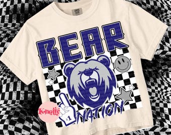 Retro Pop - Mascot-BEAR NATION PNG - School Spirit Navy