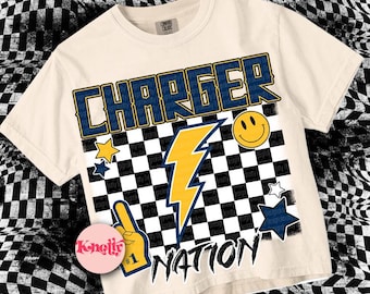 Retro Pop Colorful Mascot-Chargers Nation PNG - Blue Gold