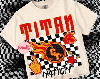 Retro Pop Mascot-Titan Nation PNG - School Spirit- Red Gold
