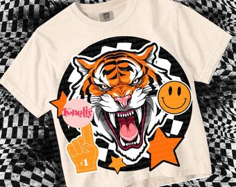 ORIGINAL DESIGNER- Retro Mascot -Tigers PNG - School Spirit