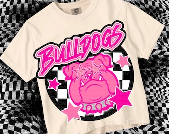 Retro Pink Preppy-  Mascot-Bulldogs PNG - School Spirit