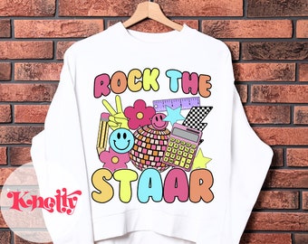 Retro Pastel TESTING shirt- Rock The STAAR- Teacher Shirt PNG